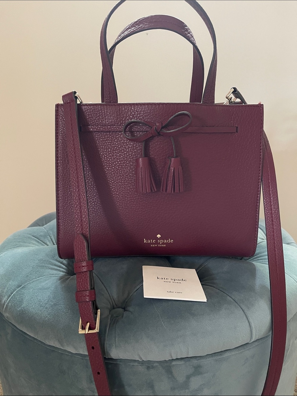 Kate Spade Hayes Street Sam Satchel Berry Pebbled Leather Like New